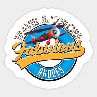 Travel explore fabulous Rhodes logo Sticker